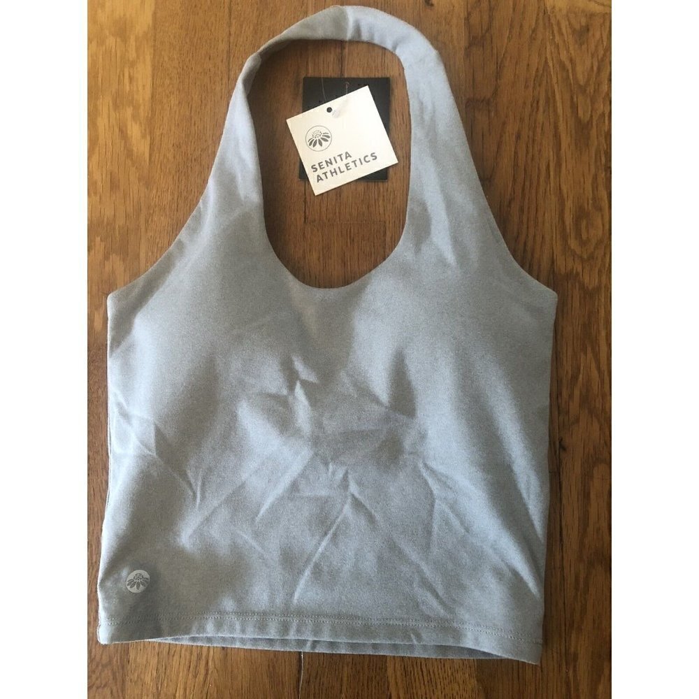 NWT Senita Athletics Size XS Sports Bra Halter Gray